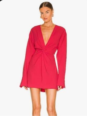 ALC fucia Tie-Front Wrap Dress